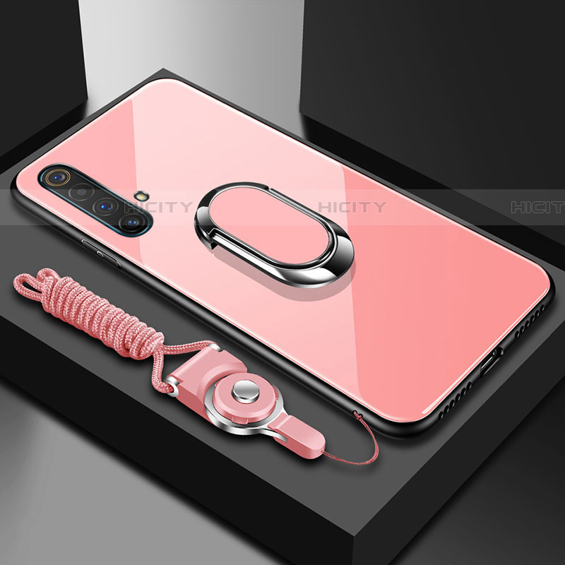 Custodia Silicone Specchio Laterale Cover con Magnetico Anello Supporto per Realme X50 5G Rosa