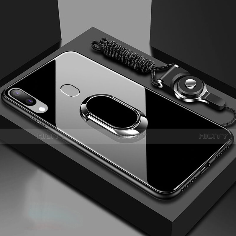 Custodia Silicone Specchio Laterale Cover con Magnetico Anello Supporto per Samsung Galaxy A30