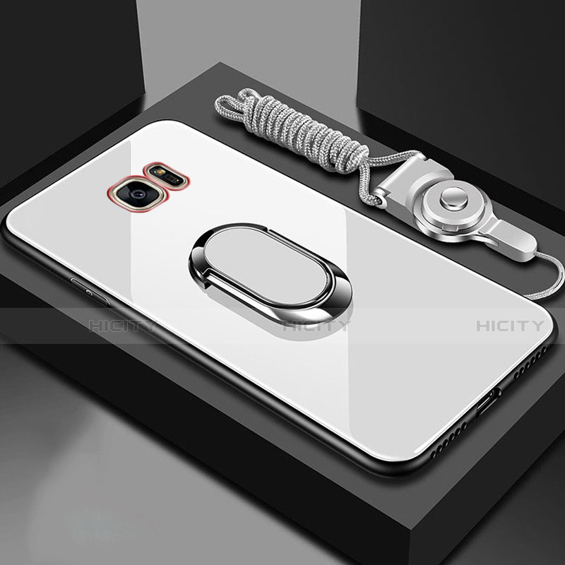 Custodia Silicone Specchio Laterale Cover con Magnetico Anello Supporto per Samsung Galaxy S7 Edge G935F
