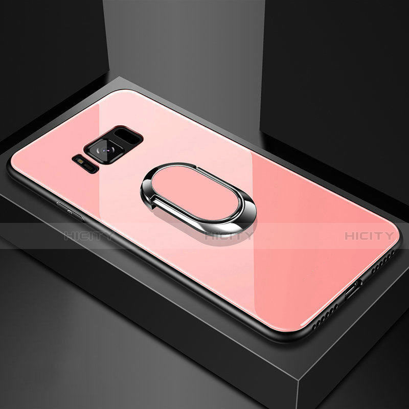 Custodia Silicone Specchio Laterale Cover con Magnetico Anello Supporto per Samsung Galaxy S8 Oro Rosa
