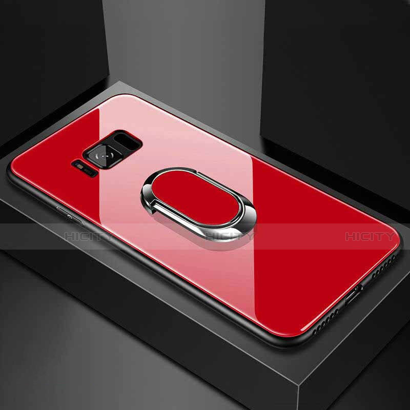 Custodia Silicone Specchio Laterale Cover con Magnetico Anello Supporto per Samsung Galaxy S8 Plus Rosso