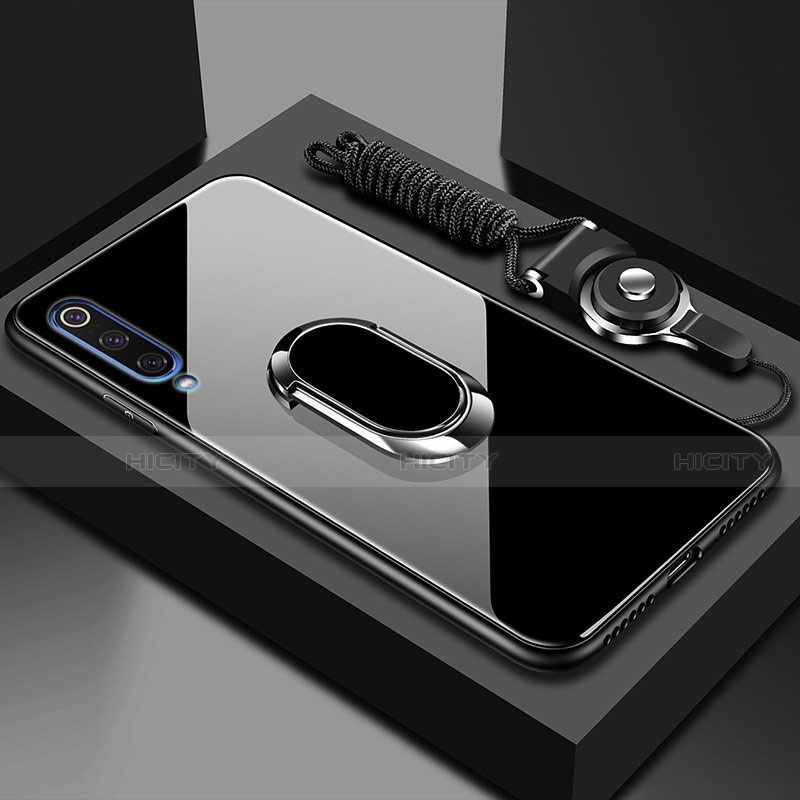 Custodia Silicone Specchio Laterale Cover con Magnetico Anello Supporto per Xiaomi CC9e Nero