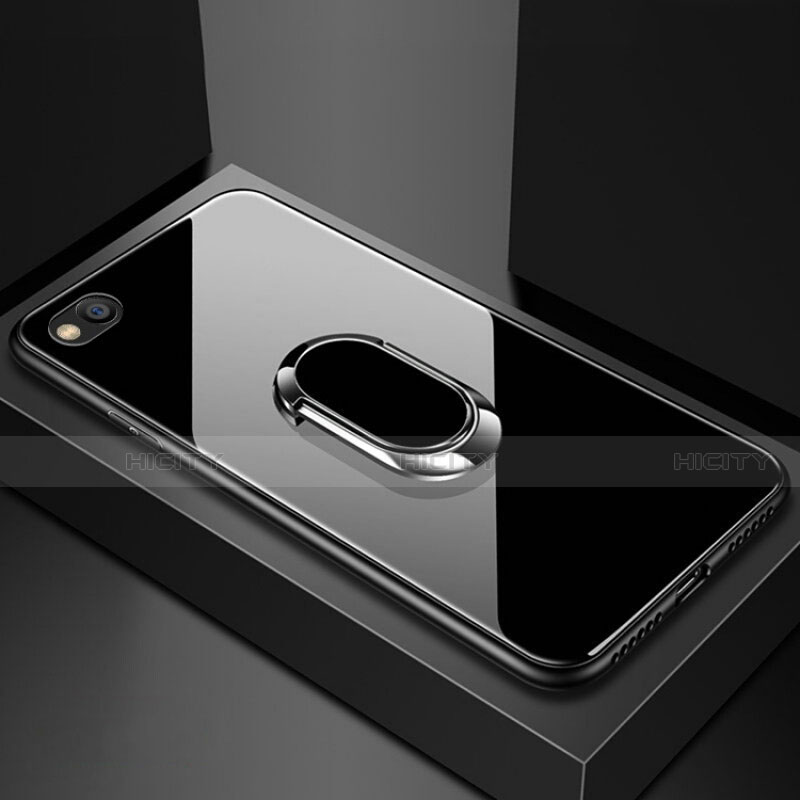 Custodia Silicone Specchio Laterale Cover con Magnetico Anello Supporto per Xiaomi Redmi Go Nero