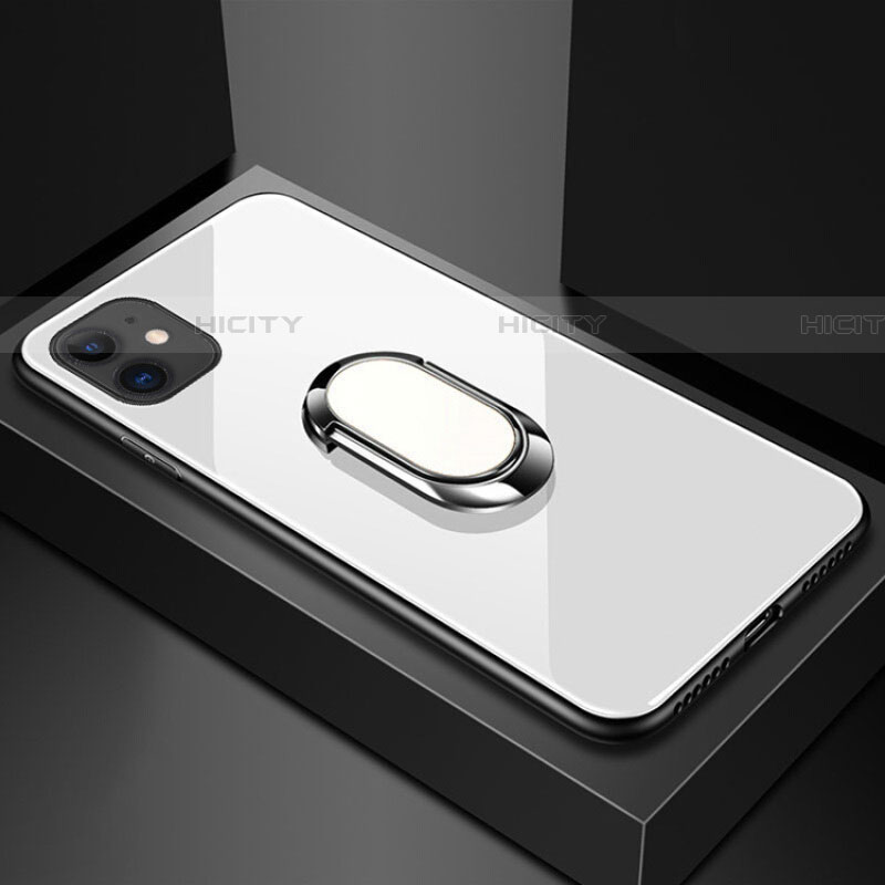 Custodia Silicone Specchio Laterale Cover con Magnetico Anello Supporto T01 per Apple iPhone 11