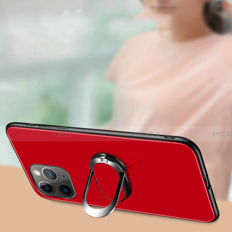 Custodia Silicone Specchio Laterale Cover con Magnetico Anello Supporto T01 per Apple iPhone 11 Pro