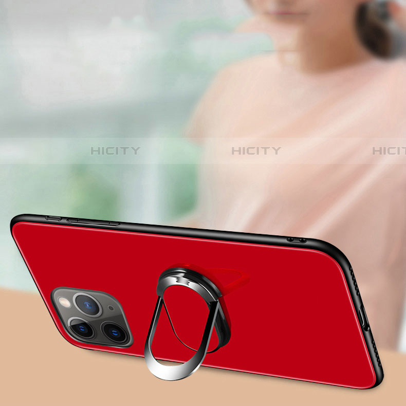 Custodia Silicone Specchio Laterale Cover con Magnetico Anello Supporto T01 per Apple iPhone 11 Pro Max