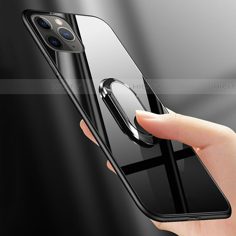 Custodia Silicone Specchio Laterale Cover con Magnetico Anello Supporto T01 per Apple iPhone 11 Pro Max
