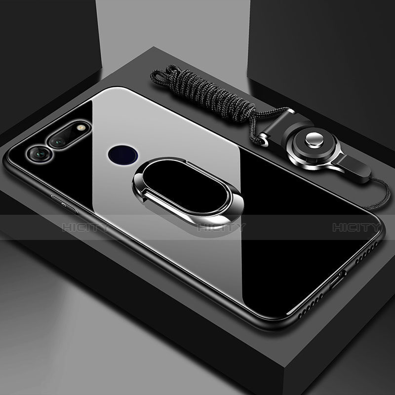 Custodia Silicone Specchio Laterale Cover con Magnetico Anello Supporto T01 per Huawei Honor V20