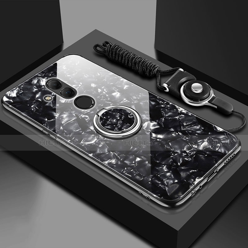Custodia Silicone Specchio Laterale Cover con Magnetico Anello Supporto T01 per Huawei Mate 20 Lite