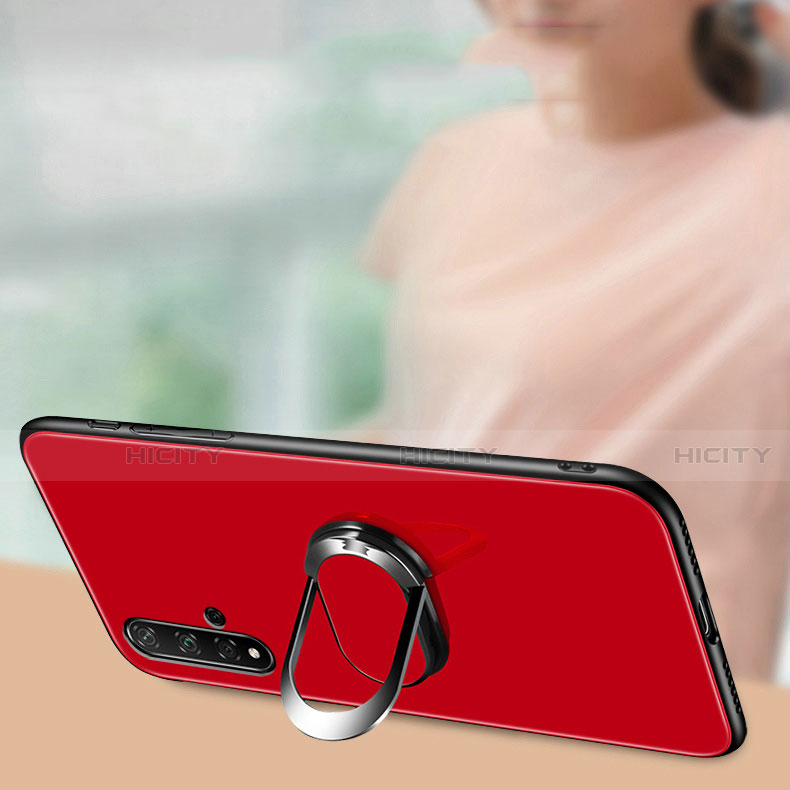 Custodia Silicone Specchio Laterale Cover con Magnetico Anello Supporto T01 per Huawei Nova 5