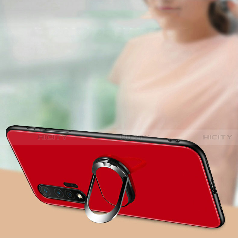Custodia Silicone Specchio Laterale Cover con Magnetico Anello Supporto T01 per Huawei Nova 6