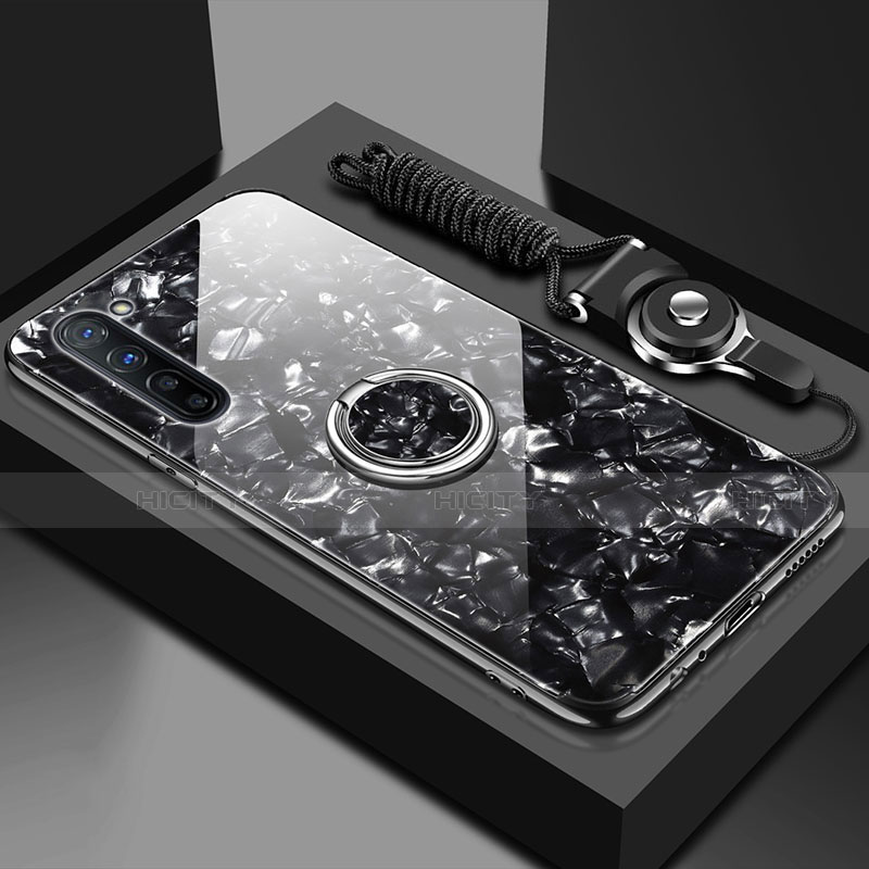 Custodia Silicone Specchio Laterale Cover con Magnetico Anello Supporto T01 per Oppo Find X2 Lite Nero