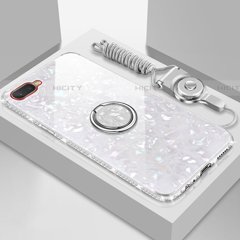 Custodia Silicone Specchio Laterale Cover con Magnetico Anello Supporto T01 per Oppo RX17 Neo