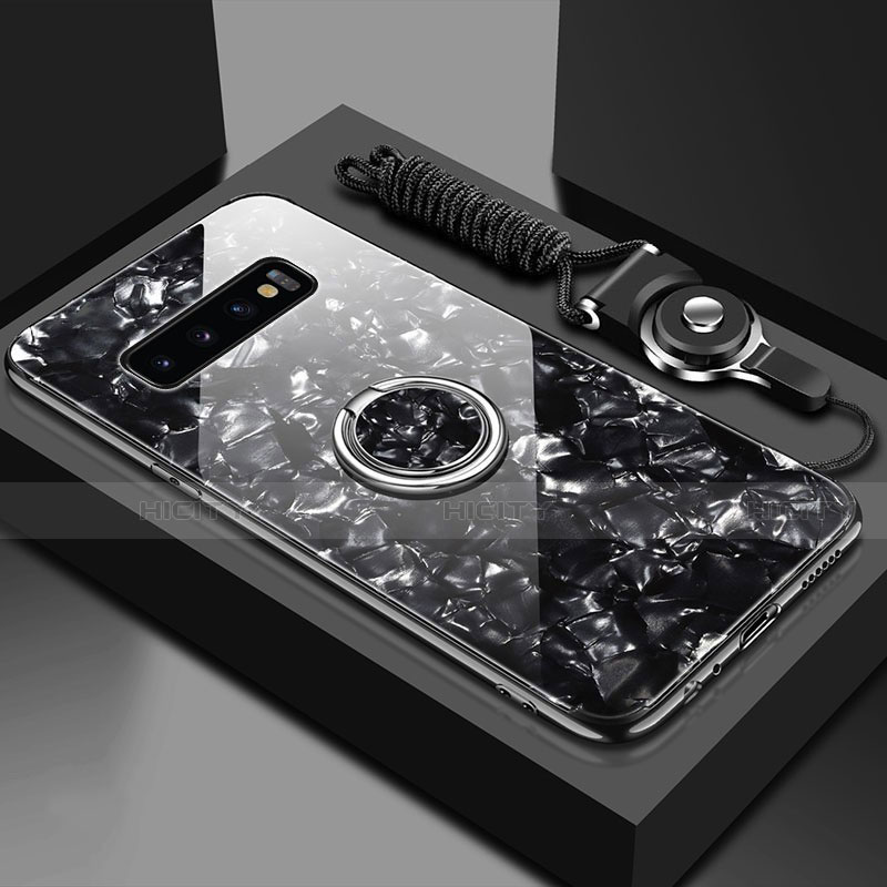 Custodia Silicone Specchio Laterale Cover con Magnetico Anello Supporto T01 per Samsung Galaxy S10