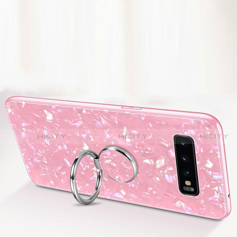 Custodia Silicone Specchio Laterale Cover con Magnetico Anello Supporto T01 per Samsung Galaxy S10