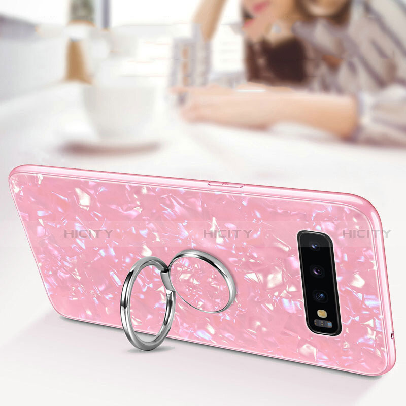 Custodia Silicone Specchio Laterale Cover con Magnetico Anello Supporto T01 per Samsung Galaxy S10 Plus