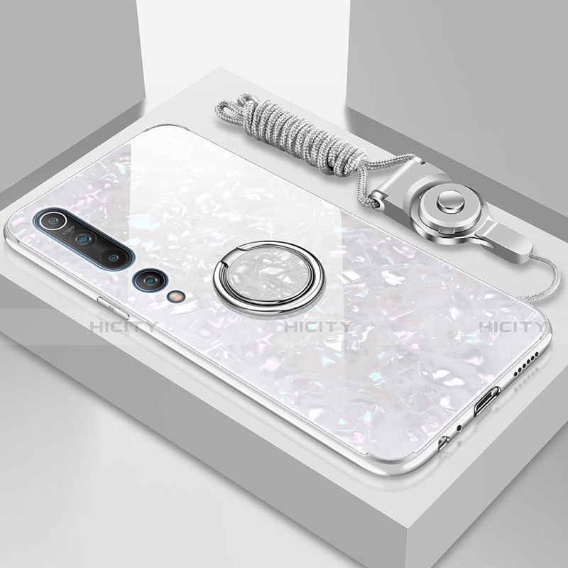 Custodia Silicone Specchio Laterale Cover con Magnetico Anello Supporto T01 per Xiaomi Mi 10