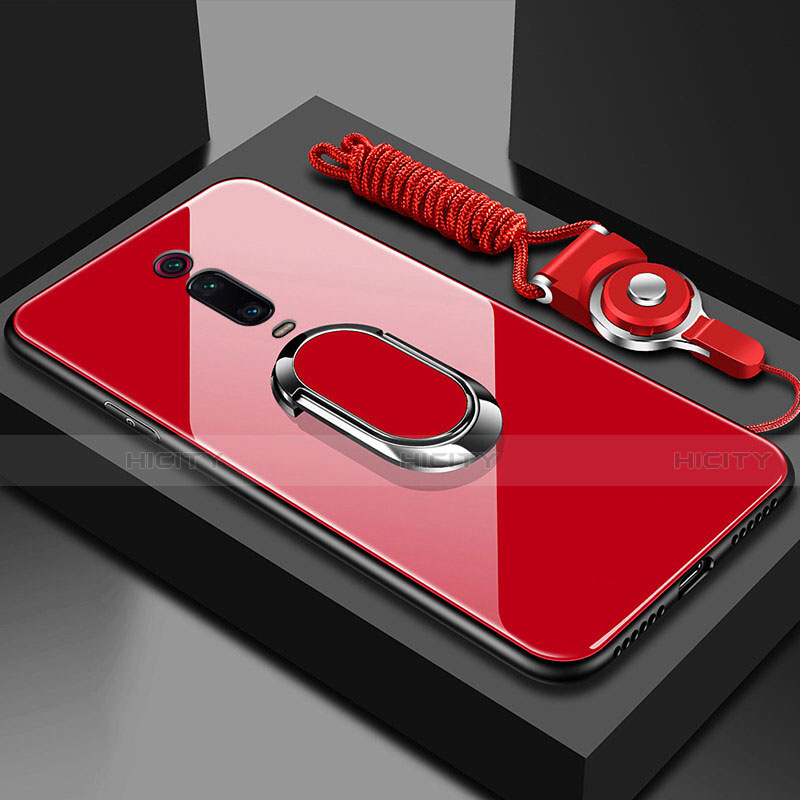 Custodia Silicone Specchio Laterale Cover con Magnetico Anello Supporto T01 per Xiaomi Mi 9T