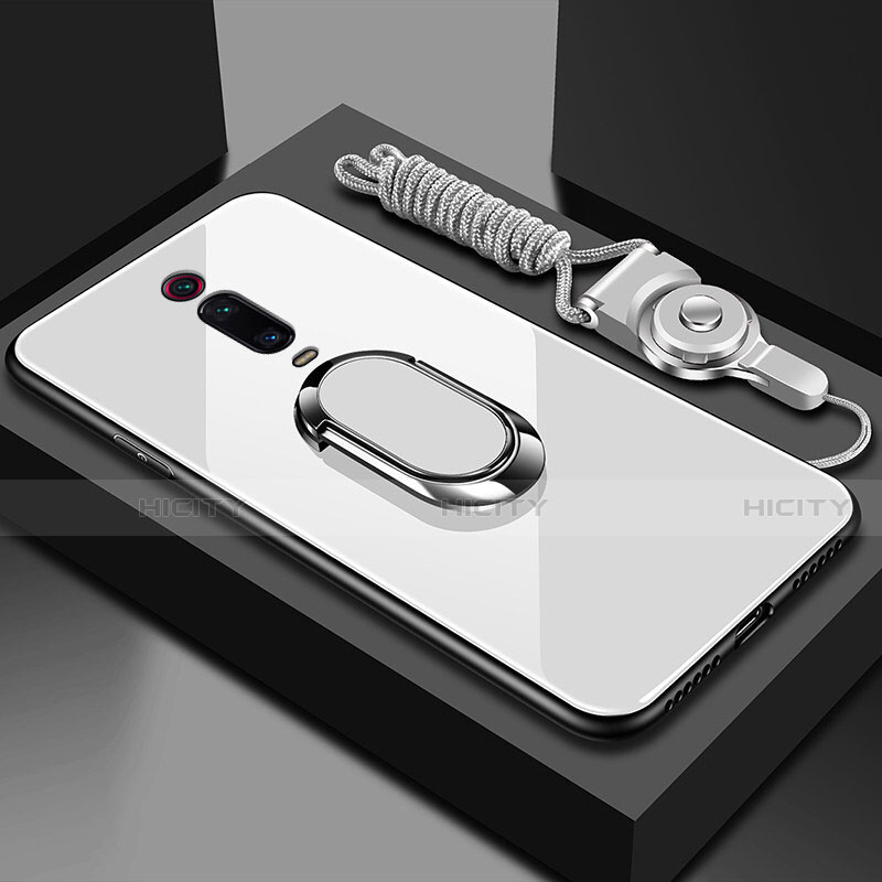 Custodia Silicone Specchio Laterale Cover con Magnetico Anello Supporto T01 per Xiaomi Mi 9T