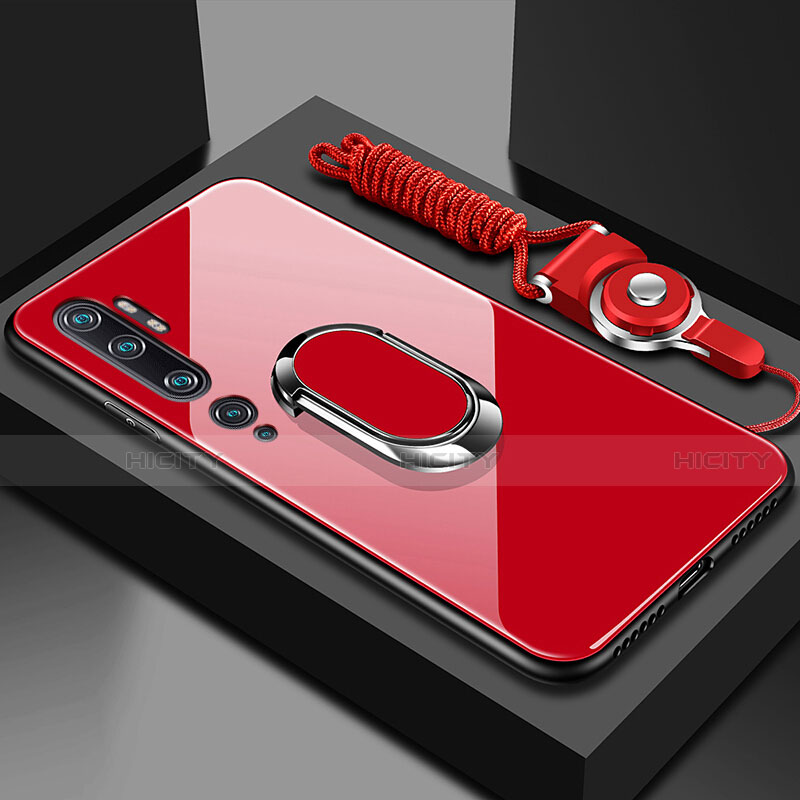 Custodia Silicone Specchio Laterale Cover con Magnetico Anello Supporto T01 per Xiaomi Mi Note 10