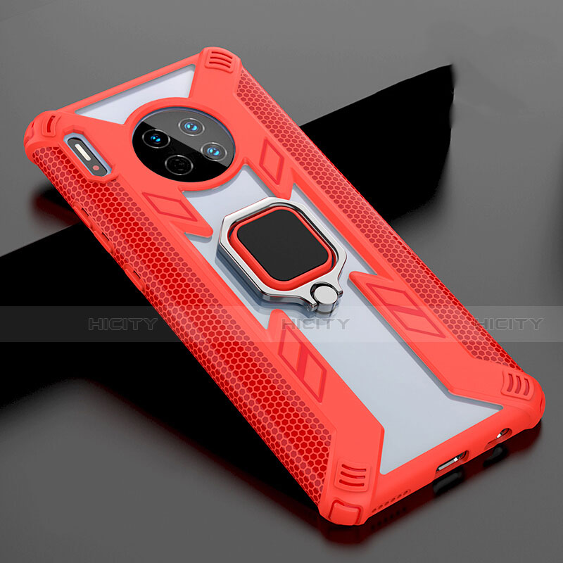 Custodia Silicone Specchio Laterale Cover con Magnetico Anello Supporto T02 per Huawei Mate 30