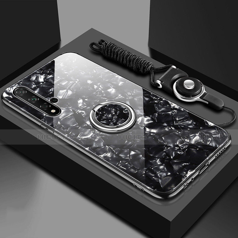 Custodia Silicone Specchio Laterale Cover con Magnetico Anello Supporto T02 per Huawei Nova 5