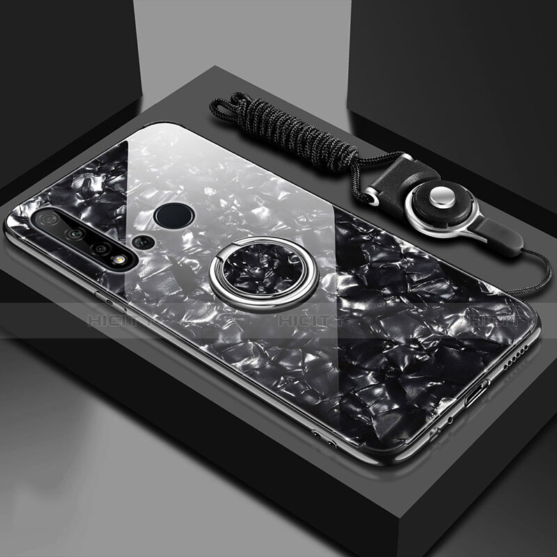 Custodia Silicone Specchio Laterale Cover con Magnetico Anello Supporto T02 per Huawei Nova 5i
