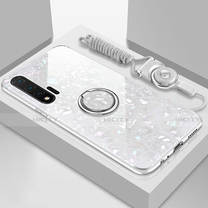 Custodia Silicone Specchio Laterale Cover con Magnetico Anello Supporto T02 per Huawei Nova 6