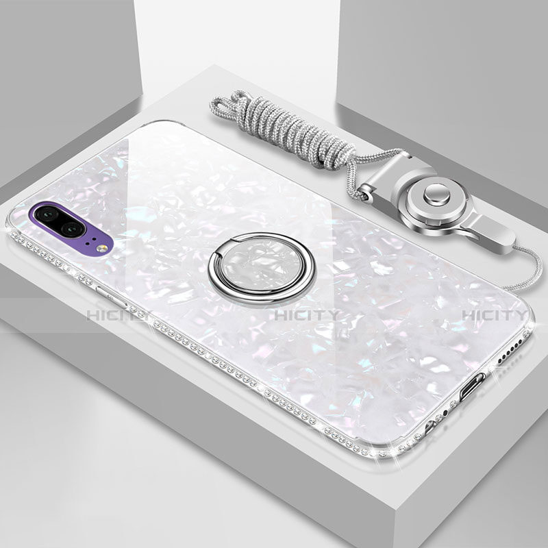 Custodia Silicone Specchio Laterale Cover con Magnetico Anello Supporto T03 per Huawei P20