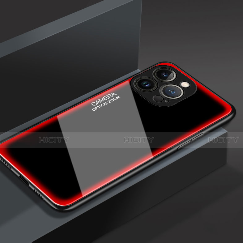 Custodia Silicone Specchio Laterale Cover M01 per Apple iPhone 13 Pro Max Rosso