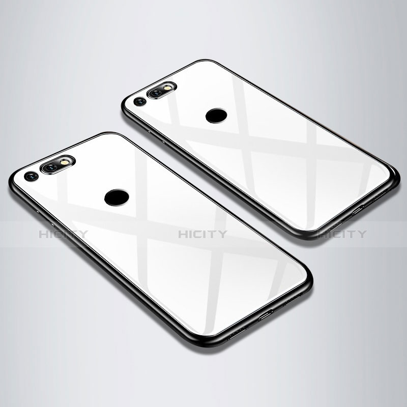Custodia Silicone Specchio Laterale Cover M01 per Huawei Honor V20 Bianco