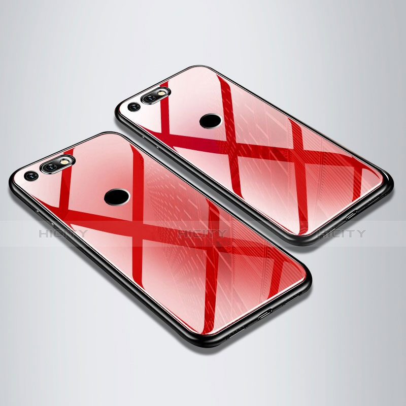 Custodia Silicone Specchio Laterale Cover M01 per Huawei Honor V20 Rosso