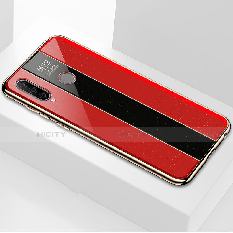 Custodia Silicone Specchio Laterale Cover M01 per Huawei P30 Lite New Edition Rosso
