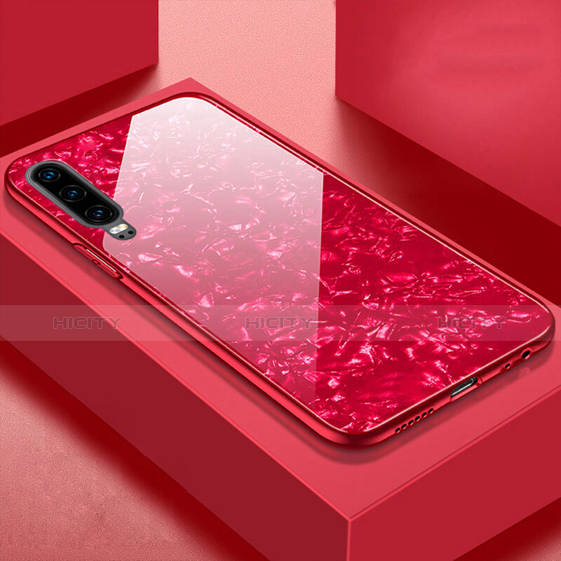 Custodia Silicone Specchio Laterale Cover M01 per Huawei P30 Rosso