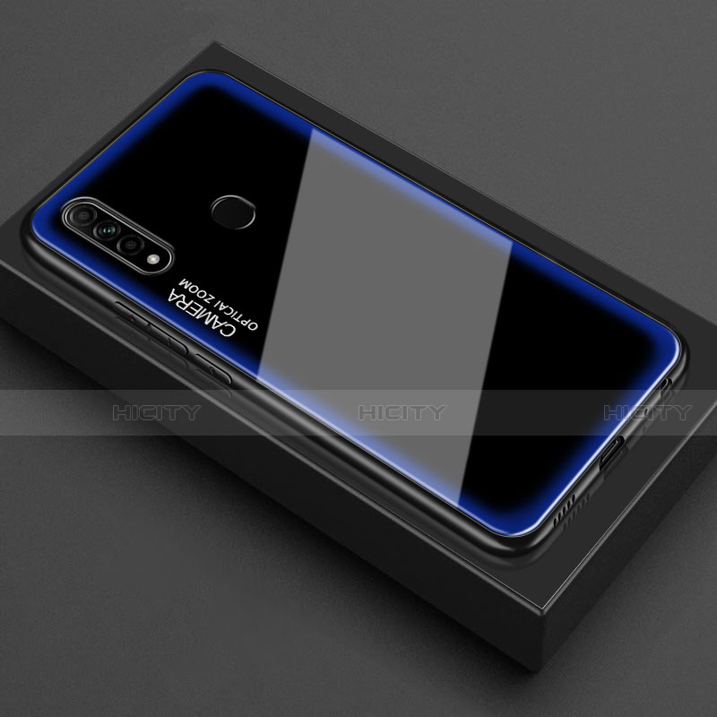 Custodia Silicone Specchio Laterale Cover M01 per Oppo A31 Blu