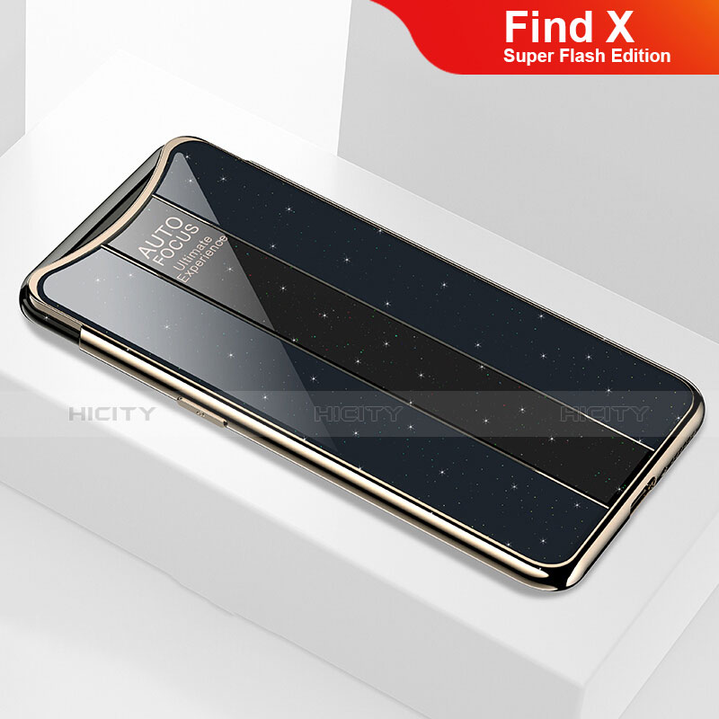 Custodia Silicone Specchio Laterale Cover M01 per Oppo Find X Super Flash Edition Nero