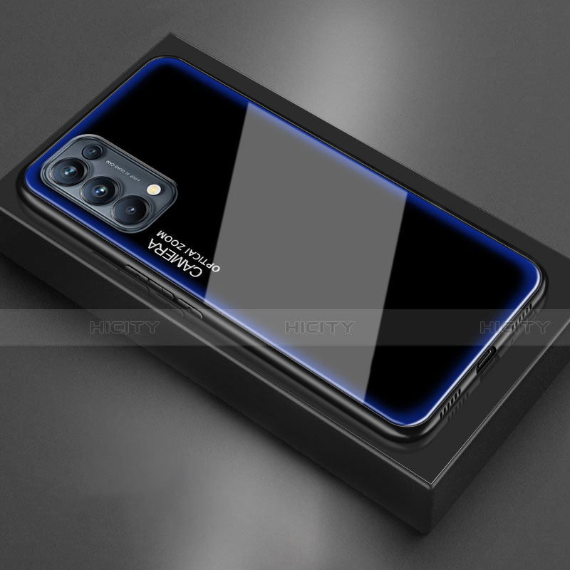 Custodia Silicone Specchio Laterale Cover M01 per Oppo Reno5 Pro 5G Blu
