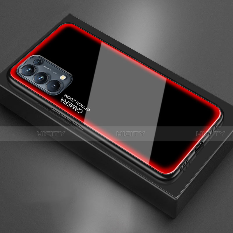 Custodia Silicone Specchio Laterale Cover M01 per Oppo Reno5 Pro 5G Rosso