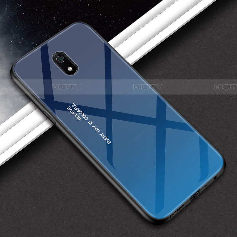 Custodia Silicone Specchio Laterale Cover M01 per Xiaomi Redmi 8A Blu