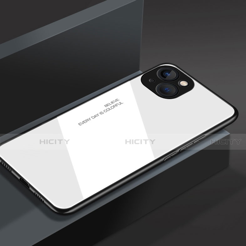 Custodia Silicone Specchio Laterale Cover M02 per Apple iPhone 13 Bianco