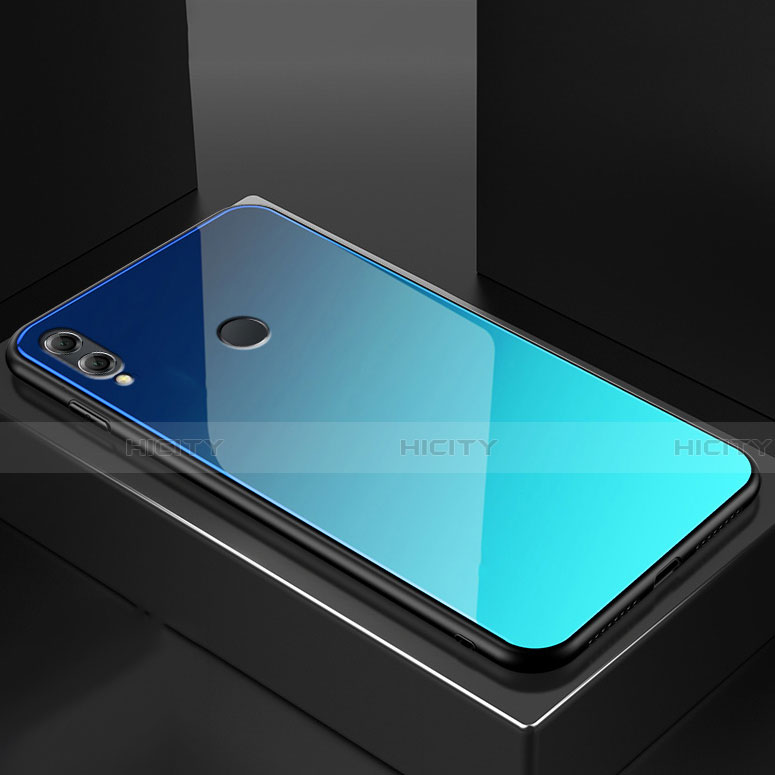 Custodia Silicone Specchio Laterale Cover M02 per Huawei Honor 8X Cielo Blu