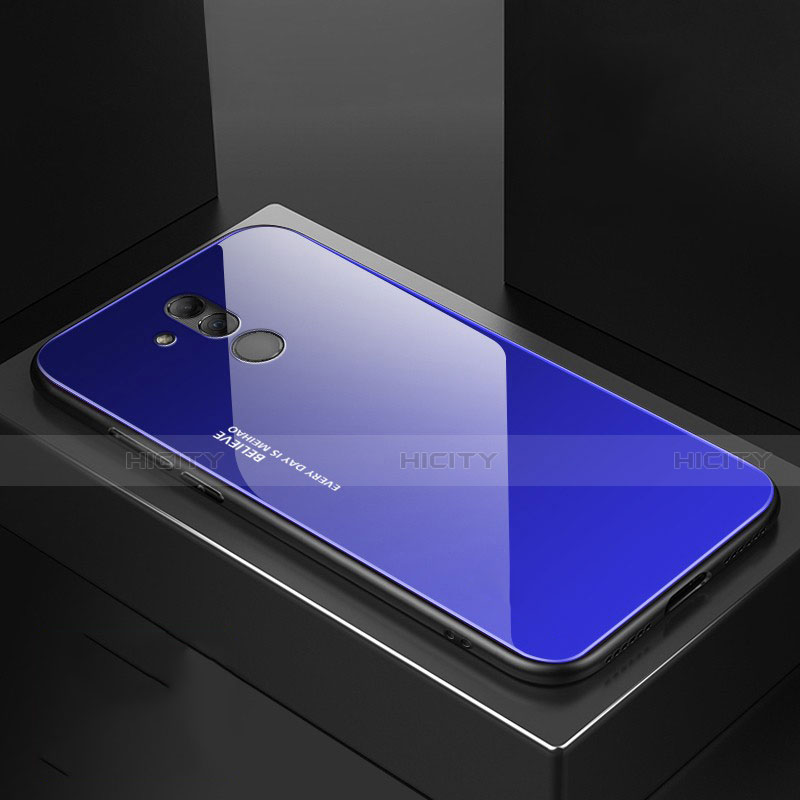 Custodia Silicone Specchio Laterale Cover M02 per Huawei Mate 20 Lite Blu