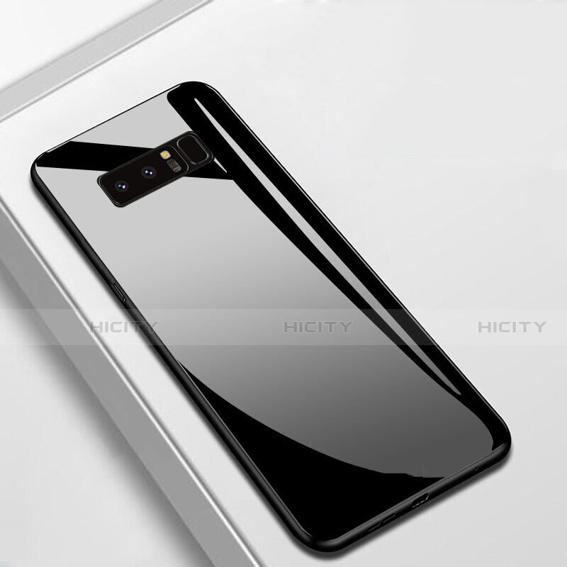 Custodia Silicone Specchio Laterale Cover M02 per Samsung Galaxy Note 8 Duos N950F Nero