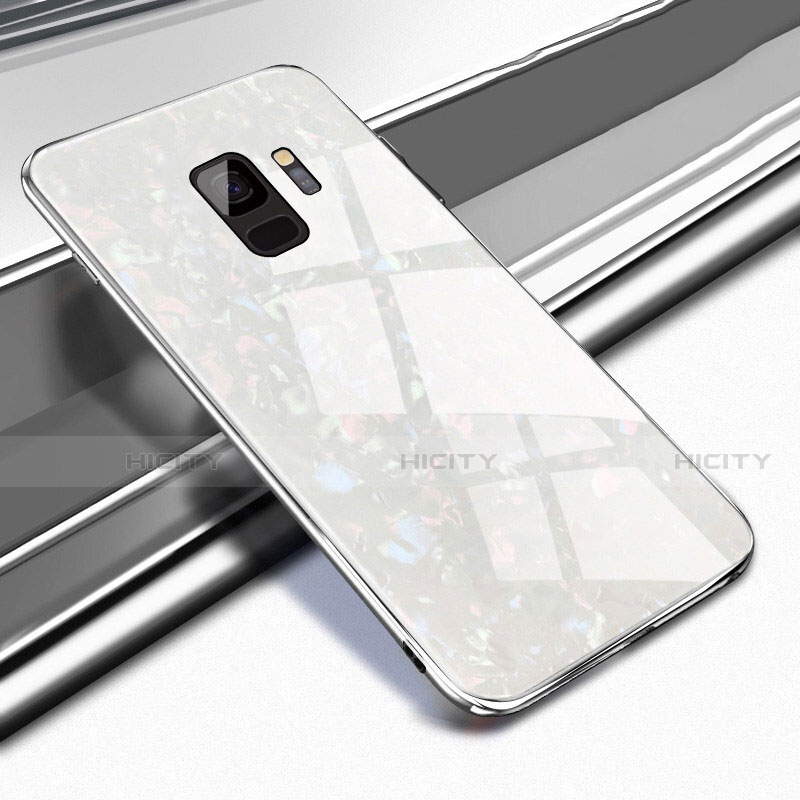 Custodia Silicone Specchio Laterale Cover M02 per Samsung Galaxy S9 Bianco
