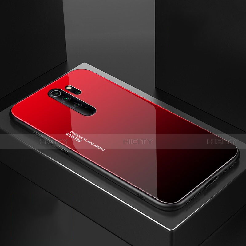 Custodia Silicone Specchio Laterale Cover M02 per Xiaomi Redmi Note 8 Pro Rosso