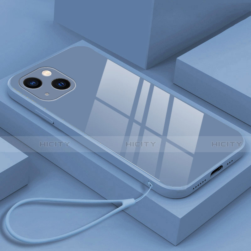 Custodia Silicone Specchio Laterale Cover M03 per Apple iPhone 13 Grigio Lavanda