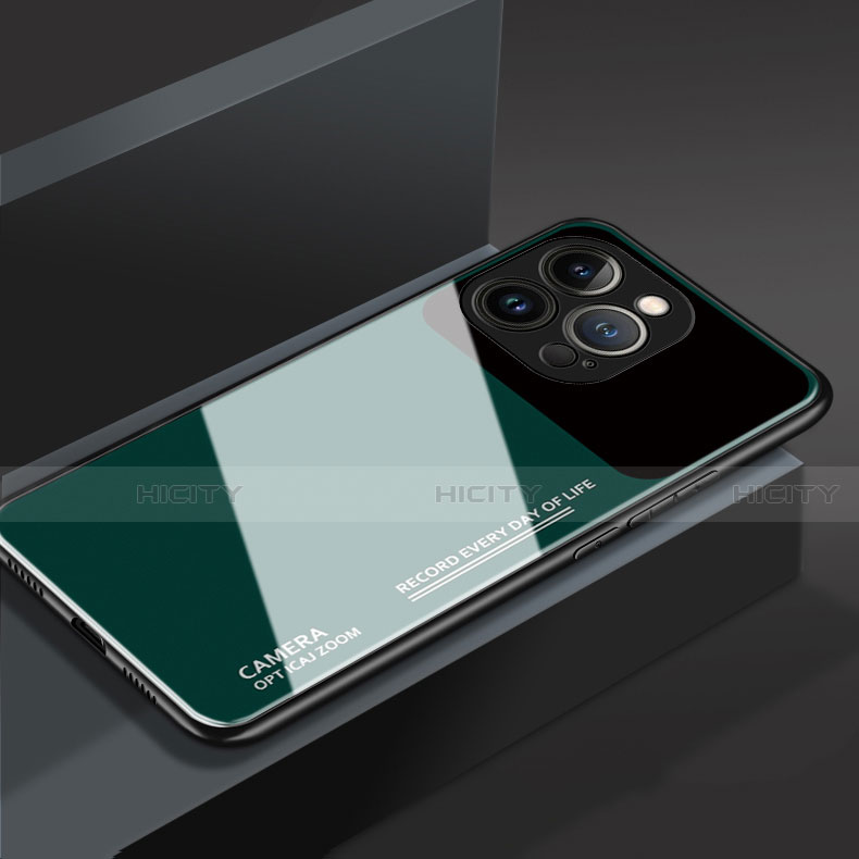 Custodia Silicone Specchio Laterale Cover M03 per Apple iPhone 13 Pro Max Verde
