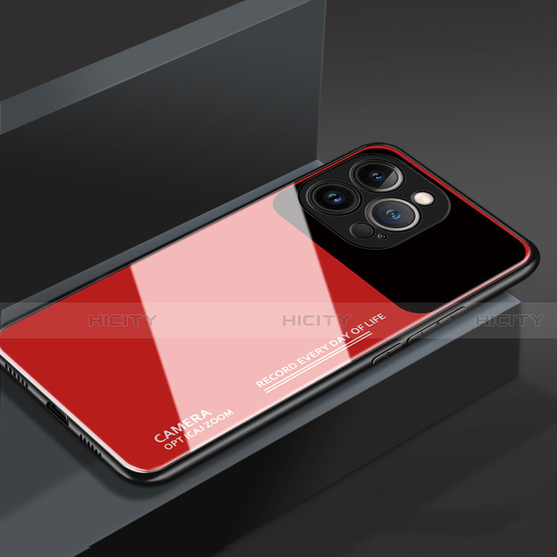 Custodia Silicone Specchio Laterale Cover M03 per Apple iPhone 13 Pro Rosso