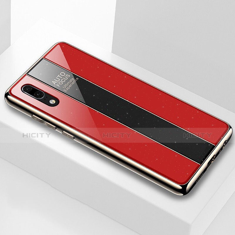 Custodia Silicone Specchio Laterale Cover M03 per Huawei P20 Rosso