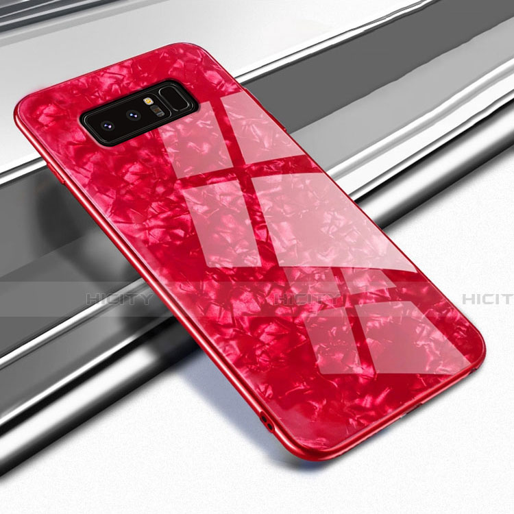 Custodia Silicone Specchio Laterale Cover M04 per Samsung Galaxy Note 8 Duos N950F Rosso